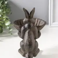 Сувенир чугун подставка, кормушка для птиц "Заяц с ракушкой" 14х11,5х16,5 см