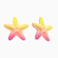 Серьги пластик "Морская звезда", цвет жёлто-розовый