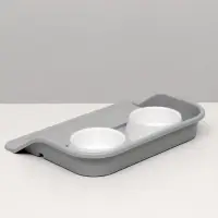 Миски с лотком &laquo;Феликс&raquo;, 300 мл, 41&times;30&times;6 см, пластик, серый лоток, белые миски