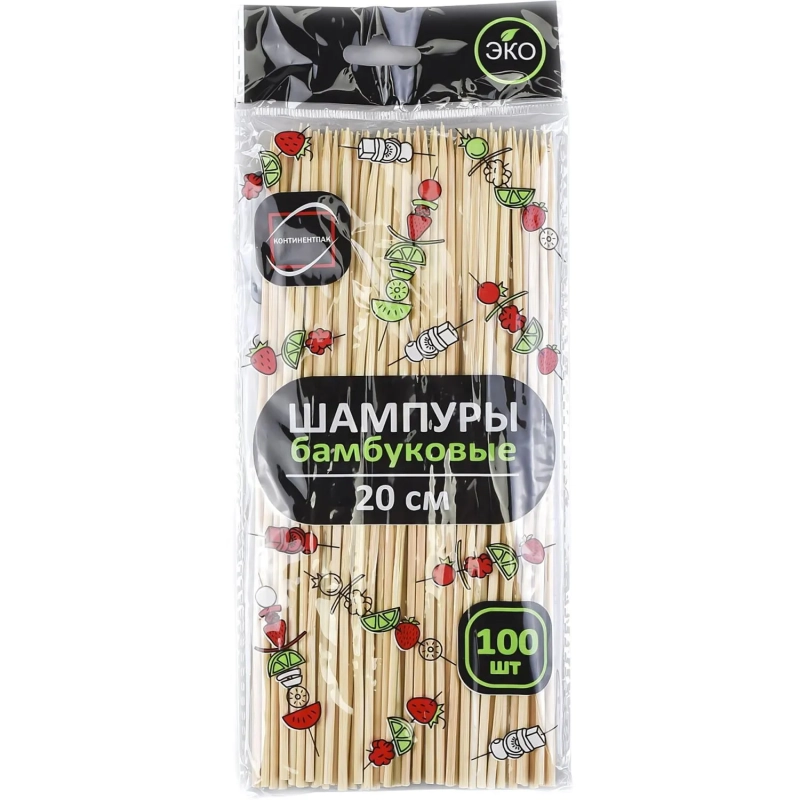 Набор шампуров для шашлыка, 20см, бамбук, 100шт/уп (107948)