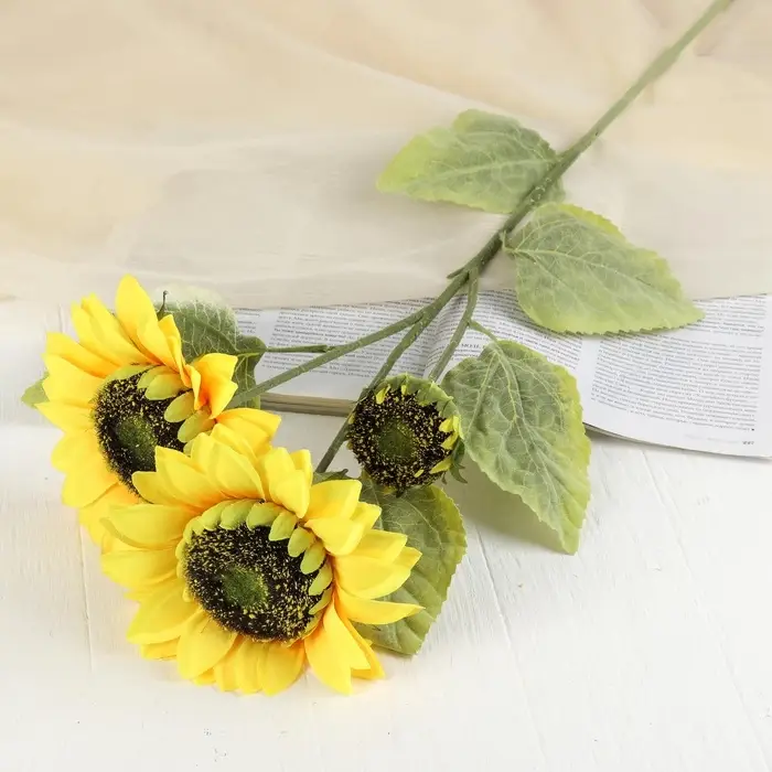 Цветы искусственные &laquo;Куст подсолнухов&raquo;, h=87 см, d=16 см