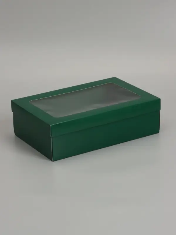 Коробка складная &laquo;Армейский зелёный&raquo;, с окном  30 х  20 х 9 см