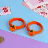 Резинка для волос «Летнее настроение», набор 2 шт., клубничка, 3.5 см, оранжевая