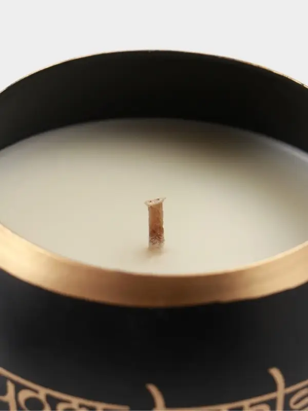 Свеча в чаше Yoga heal the soul, 200 г, 8.5&times;7 см, соевый воск, чёрная