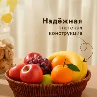 Корзинка хранения для фруктов и хлеба &laquo;Огайо&raquo;, d=25.5 см, пластик, плетёная, круглая, коричневая