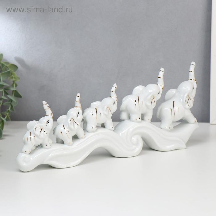 Сувенир керамика Сувенир керамика "Пять слонов на волне" 12,5х33х4,5 см