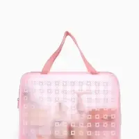 Косметичка - сумка на молнии, с ручками, для бассейна, с рисунком, розовая