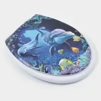 Сиденье для унитаза с крышкой Доляна &laquo;Морские жители&raquo;, 40&times;37 см, мягкое