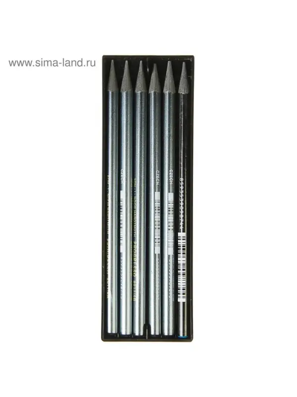 Набор карандашей цельнографитовых Koh-I-Noor. PROGRESSO 8915, 6 штук, разной твёрдости, круглый