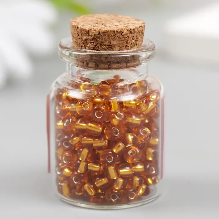 Бисер круглый 6/0 в бутылочке  Бисер круглый 6/0 в бутылочке "Бронзово-коричневый" прозрачно-цветной 20 гр