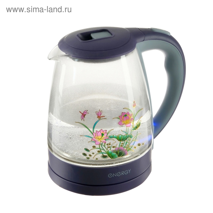 Чайник электрический ENERGY E-287, стекло, 2 л, 1500 Вт, подсветка, синий Чайник электрический ENERGY E-287, стекло, 2 л, 1500 Вт, подсветка, синий