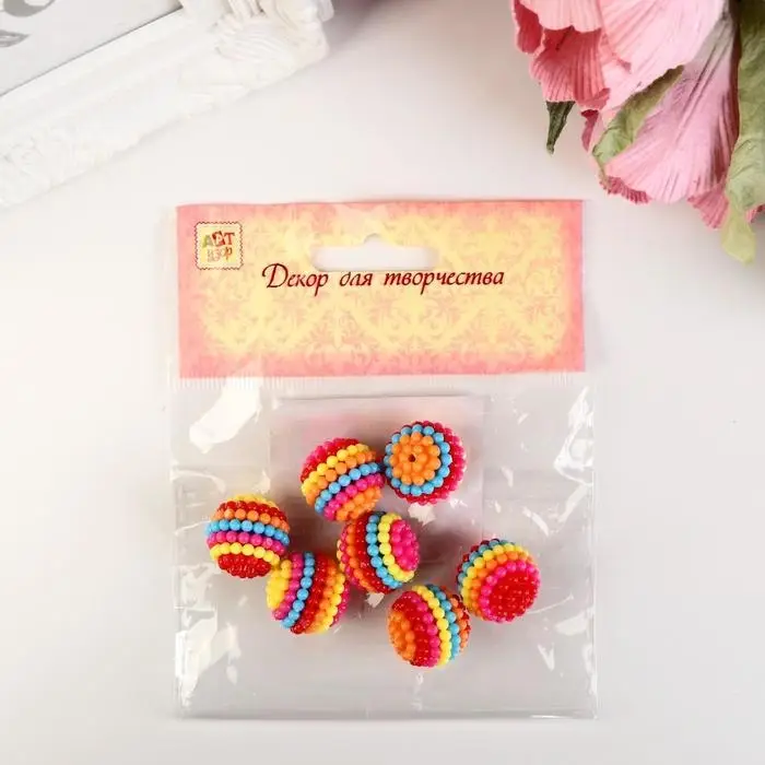 Бусины для творчества пластик «Ребристые полосатые», набор 15 г d=2 см Бусины для творчества пластик «Ребристые полосатые», набор 15 г d=2 см