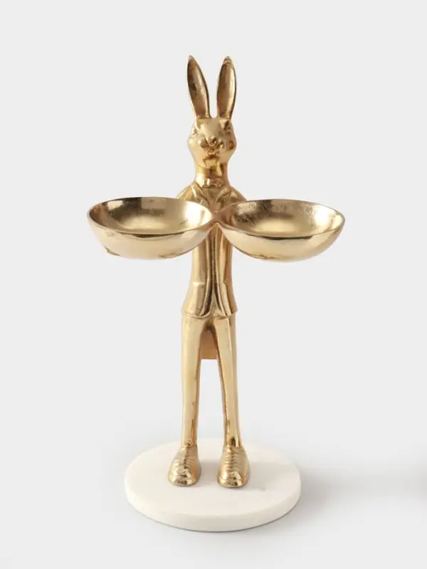 Конфетница двойная &laquo;Кролик угощает&raquo;, 19&times;26&times;48 см, алюминий
