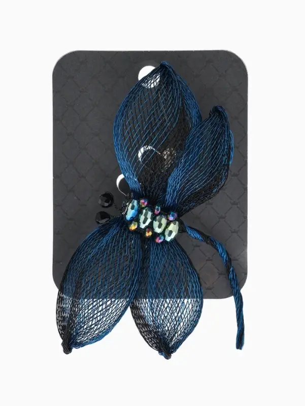 Брошь &laquo;Стрекоза&raquo; плетёная, цвет сине-чёрный