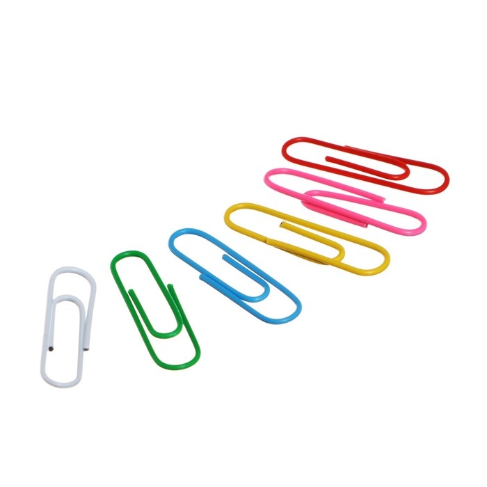 Скрепки 33 мм, цветные, в пластиковой коробке, 100 штук Скрепки 33 мм, цветные, в пластиковой коробке, 100 штук