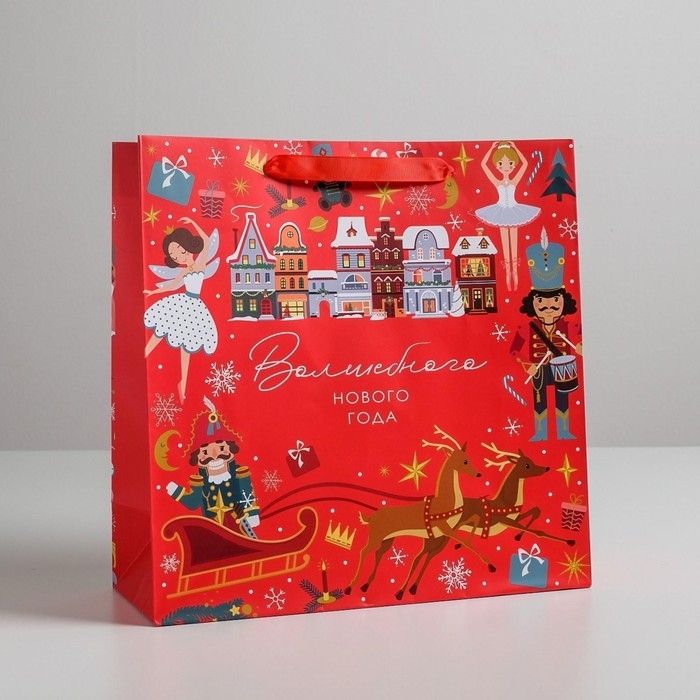 Пакет подарочный новогодний ламинированный квадратный «Щелкунчик», 30 х 30 х 12 см, Новый год Пакет подарочный новогодний ламинированный квадратный «Щелкунчик», 30 х 30 х 12 см, Новый год