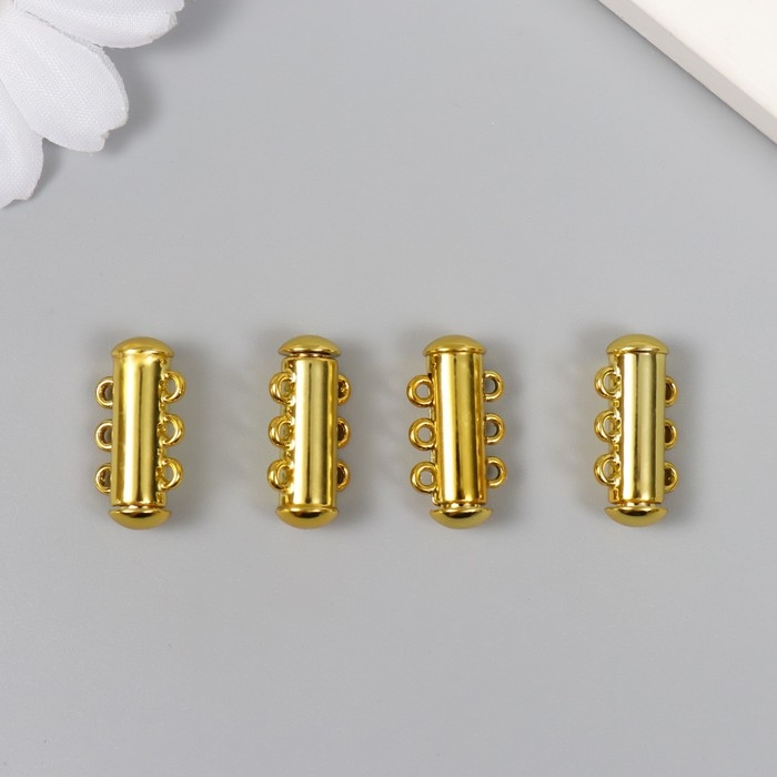 Застёжка магнитная трёхрядная металл золото 0,6х2,1 см Застёжка магнитная трёхрядная металл золото 0,6х2,1 см