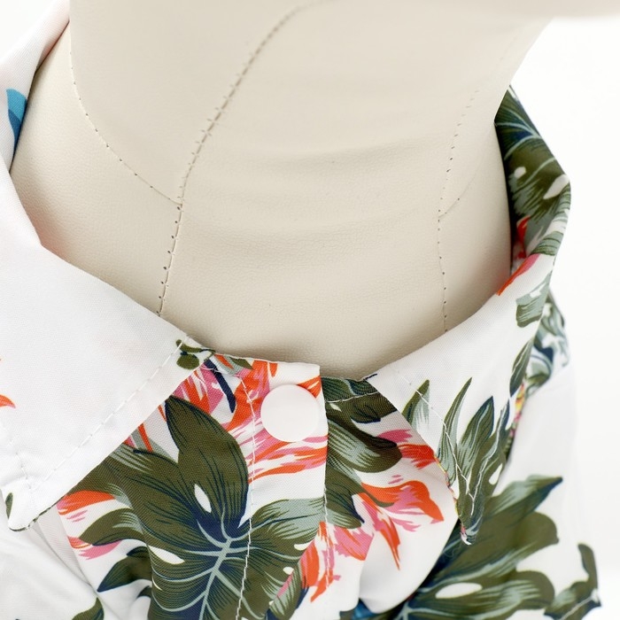 Рубашка для собак  Рубашка для собак "Тропики", L (ДС 28, ОГ 36, ОШ 26 см), белая