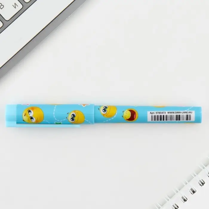 Ручка шариковая, синяя паста 0.7 мм, с колпачком, пластик «Смайлики» Ручка шариковая, синяя паста 0.7 мм, с колпачком, пластик «Смайлики»