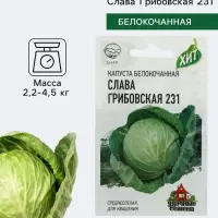 Семена Капуста белокочанная &laquo;Слава Грибовская 231&raquo;, 0.1 г, среднеспелая, &laquo;Удачные семена&raquo;