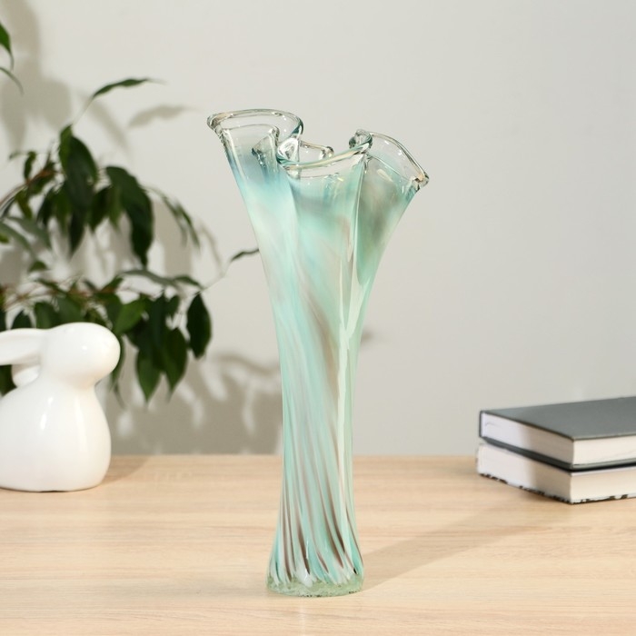 Ваза  Ваза "Волна" 28 см, зелёно-марганцевая