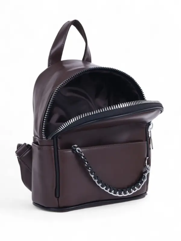 Рюкзак-мини женский на молнии, с карманом, размер 21&times;12&times;27 см, коричневый