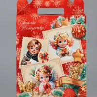 Подарочная коробка новогодняя Серафимчики 17 х 7 х 25,5 см Подарочная коробка новогодняя Серафимчики 17 х 7 х 25,5 см
