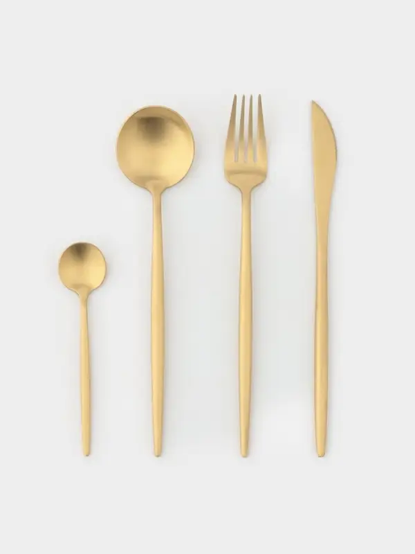 Столовые приборы Magistro &laquo;Фолк&raquo;, 4 предмета, нержавеющая сталь, золотистые