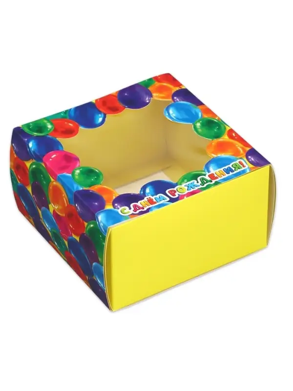 Коробка подарочная складная с пластиковым окном, упаковка, «С днём рождения!», 14 х 14 х 8 см Коробка подарочная складная с пластиковым окном, упаковка, «С днём рождения!», 14 х 14 х 8 см