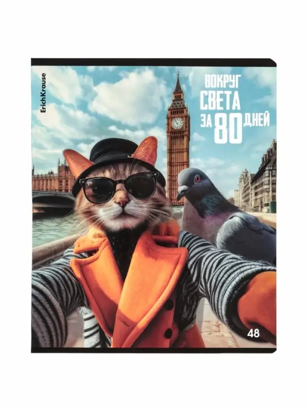 Тетрадь в клетку, 48 листов, ErichKrause. CatVoyage, обложка мелованный картон, МИКС