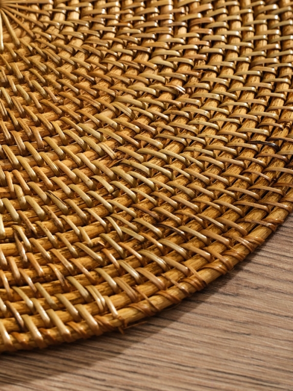 Коврик сервировочный плетеный круглый ротанг, 30х30х0,5 см