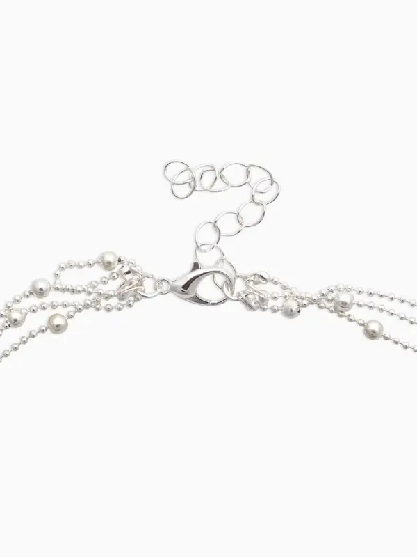 Колье 3 ярусы "Легкий стиль" квадрат, цвет серый в серебре