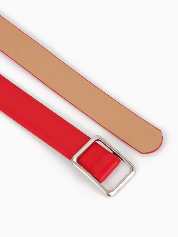 Ремень женский, 3.5&times;110 см, пряжка матовая, затяжка, красный