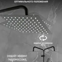 Душевая система ZEIN ZS-65BL, смеситель, троп. и ручная лейка квадрат, нерж. сталь, черный