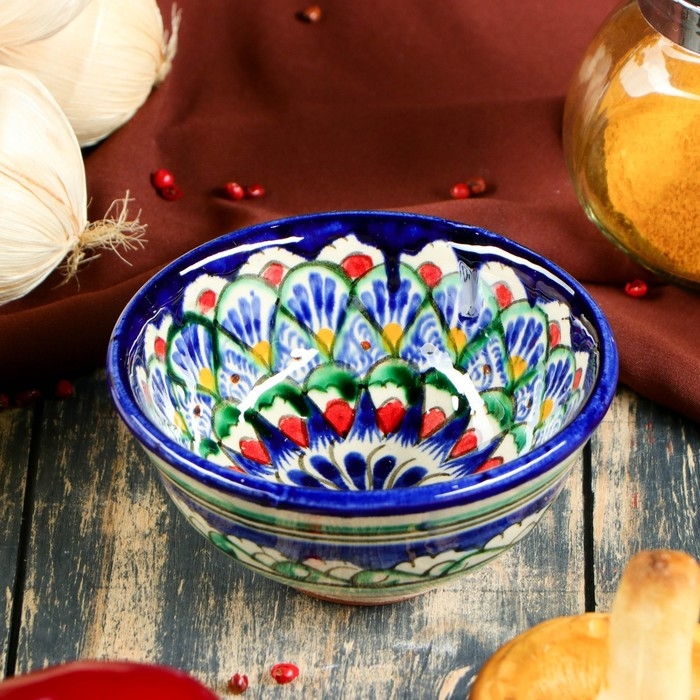 Пиала Риштанская Керамика  Пиала Риштанская Керамика "Узоры", 11,5 см, большая, микс