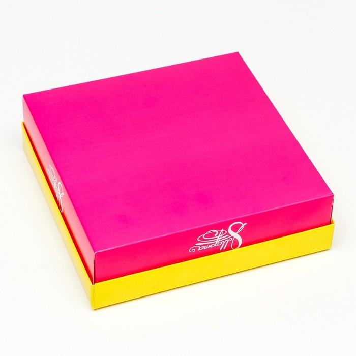 Коробка складная, Коробка складная, "Весенняя мимоза" 20 х 20 х 6 см