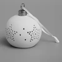 Ёлочный шар &laquo;Звёздочки&raquo;, 6.9&times;6.9&times;5.9 см, 1 LED, керамика, от батареек LR44&times;2, свечение тёплое белое