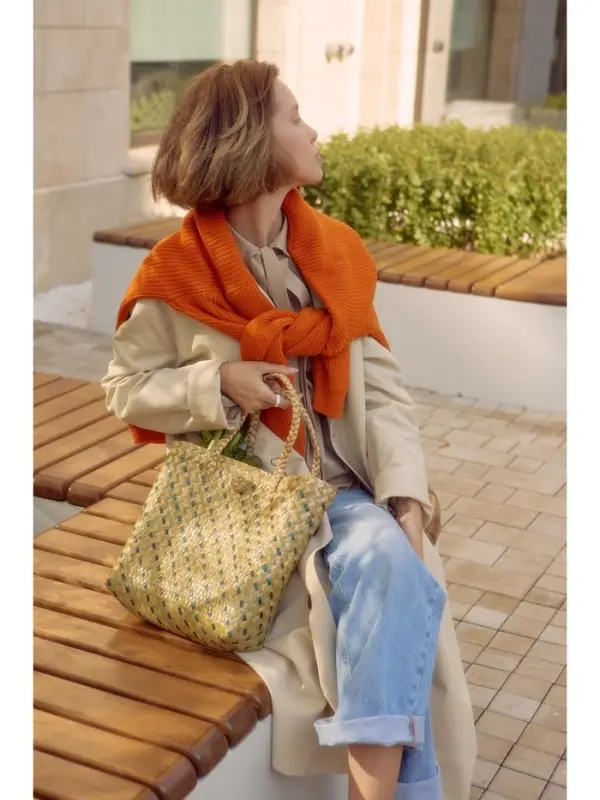 Сумка плетёная из пандана и водного гиацинта, 38&times;14&times;40 см