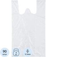 Пакет-майка ПНД 24+12х44 12мкм 90 шт./уп. Белая Эконом