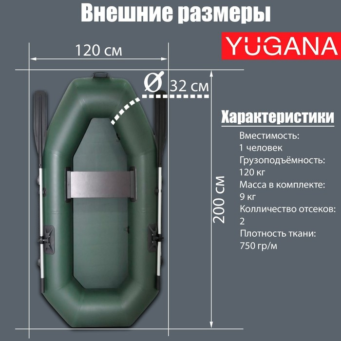 Лодка YUGANA S-200, цвет олива Лодка YUGANA S-200, цвет олива