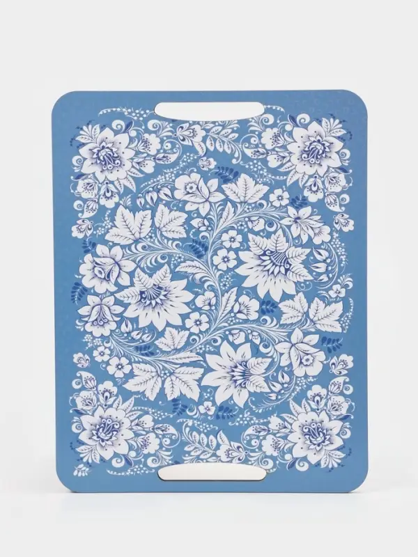 Доска разделочная с ручками Дарим Красиво &laquo;Гжель&raquo;, 36&times;28 см, дерево, голубая