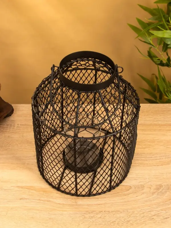 Подсвечник фонарь со стеклянной колбой 20х20х26 см, d 10 см, металл, цв. черный