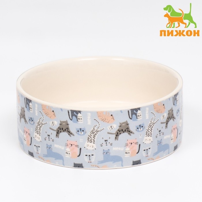 Миска керамическая Миска керамическая "Абстракционизм котов" 300мл, 11,5 х 5 см, бело-голубая