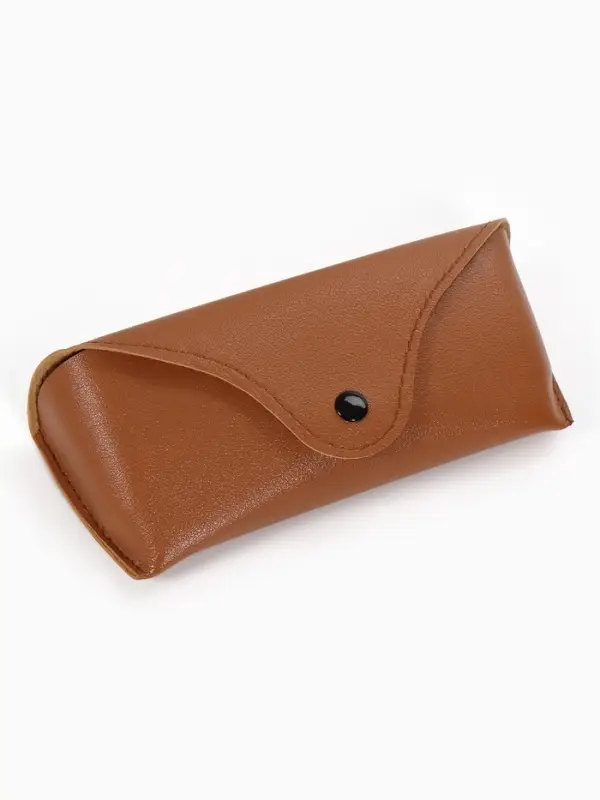 Футляр для очков на кнопке, 16&times;3.5&times;6.5 см, коричневый