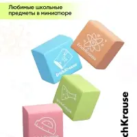 Ластик ErichKrause &laquo;School cube&raquo;, 22&times;22&times;17 мм, синтетика, микс