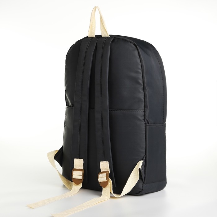 Рюкзак школьный из текстиля на молнии, 2 кармана, цвет чёрный Рюкзак школьный из текстиля на молнии, 2 кармана, цвет чёрный