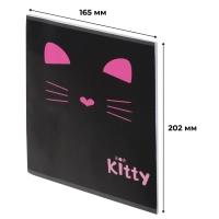 Тетрадь общая А5 48л Kitty черн,клет,скреп, ВД-лак