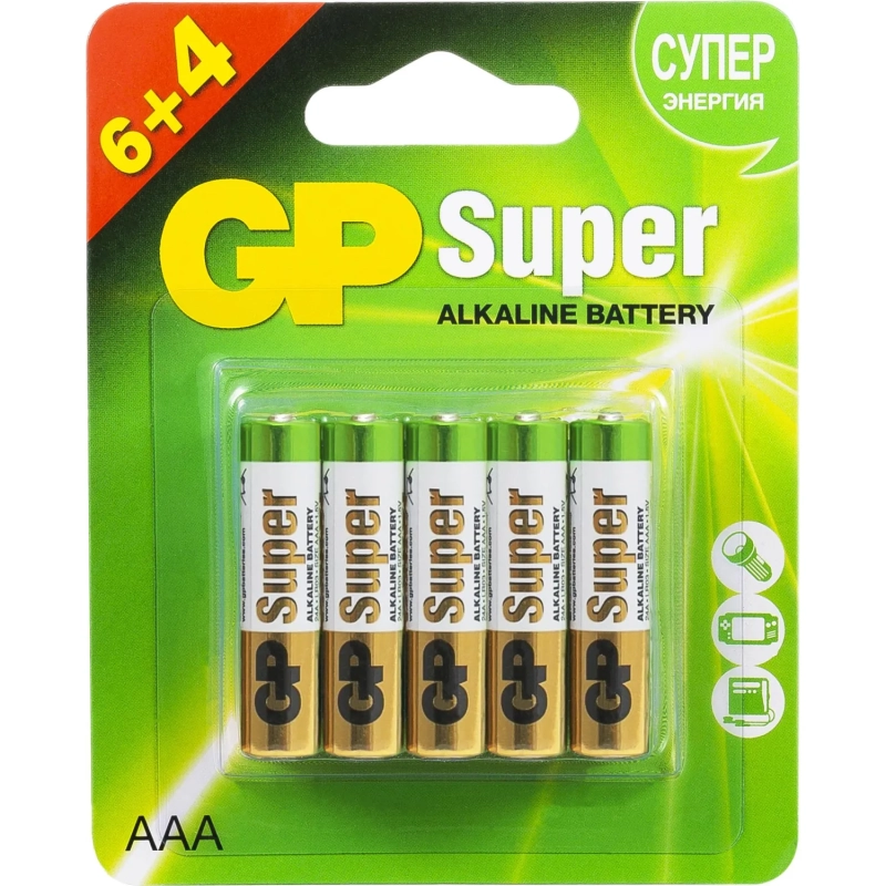 Батарейка GP Super AAA/LR03 24A6/4-2CR10/GP24AA216/4-2CRSBC10&nbsp;10шт/уп.(6+4)