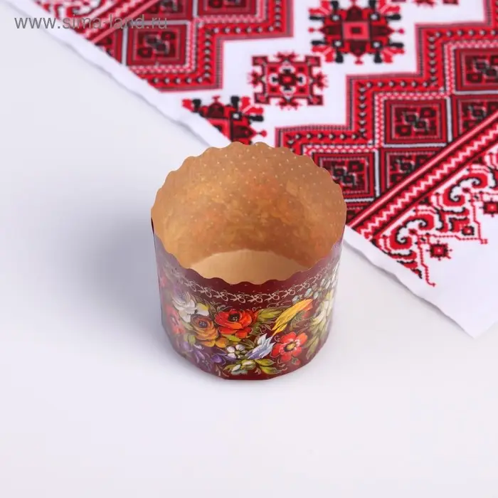 Форма бумажная для кулича «Жостово», 7×6 см, МИКС Форма бумажная для кулича «Жостово», 7×6 см, МИКС