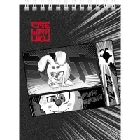 Блокнот А6 40 листов в клетку на гребне "Смешарики", обложка мелованный картон, УФ-лак, блок 65 г/м2, МИКС